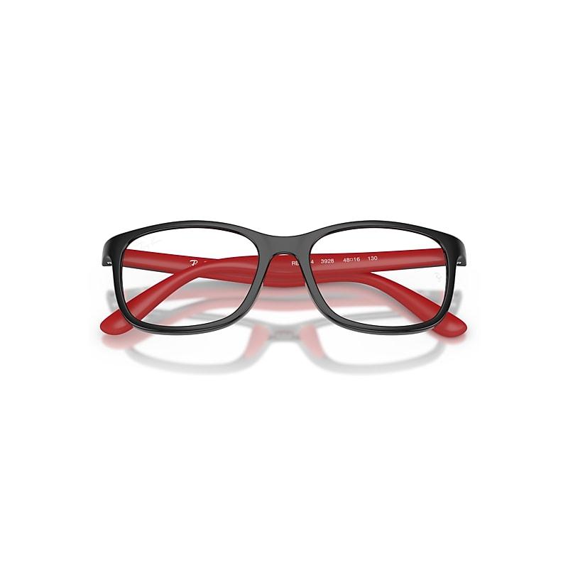 Ray-Ban Rb1644 Optics Kids Bio-based Eyeglasses Black On Rubber Red Frame Clear Lenses Polarized by RAY-BAN