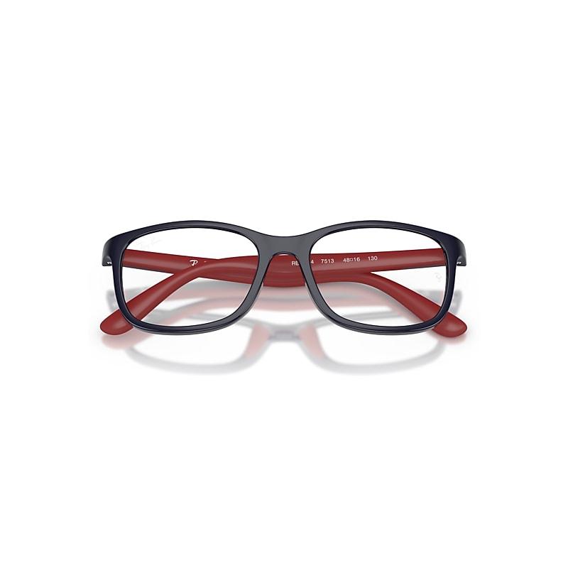 Ray-Ban Rb1644 Optics Kids Bio-based Eyeglasses Blue On Rubber Red Frame Clear Lenses Polarized by RAY-BAN