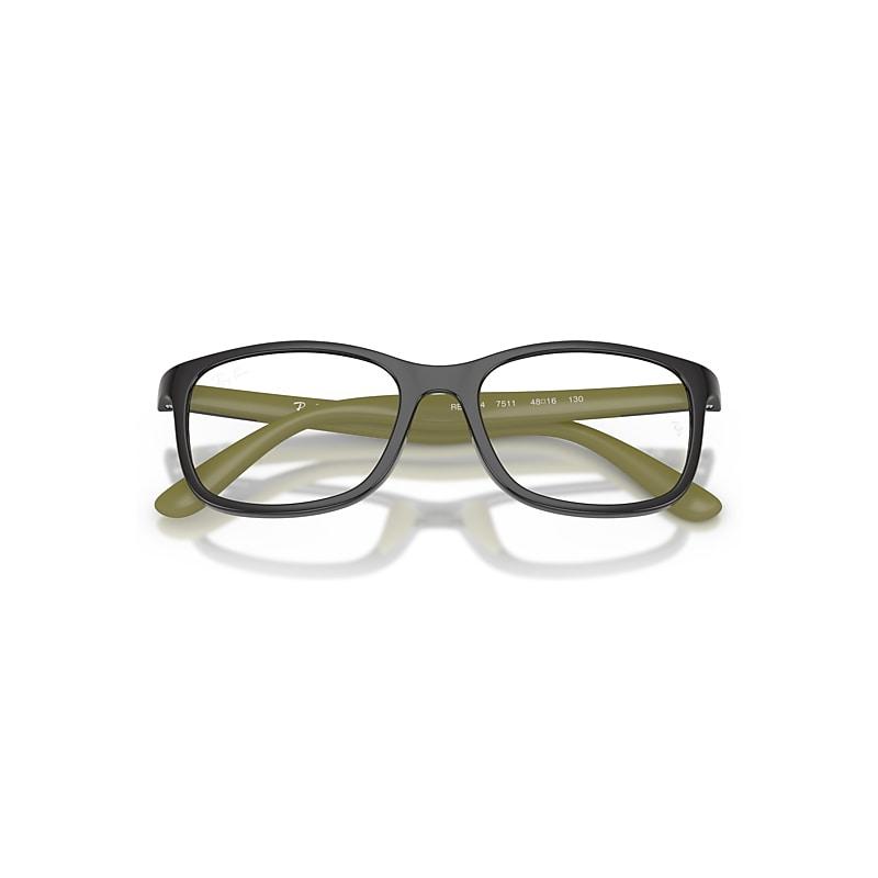 Ray-Ban Rb1644 Optics Kids Bio-based Eyeglasses Grey On Rubber Green Frame Clear Lenses Polarized by RAY-BAN