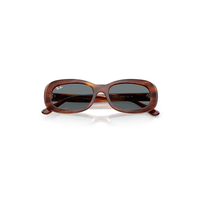 Ray-Ban Rb2221 Sunglasses Striped Havana Frame Blue Lenses by RAY-BAN