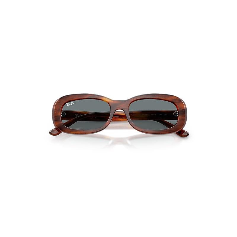 Ray-Ban Rb2221 Sunglasses Striped Havana Frame Blue Lenses by RAY-BAN
