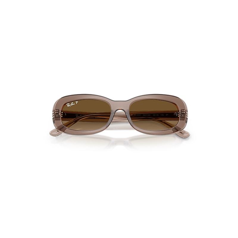 Ray-Ban Rb2221 Sunglasses Transparent Beige Frame Brown Lenses Polarized by RAY-BAN