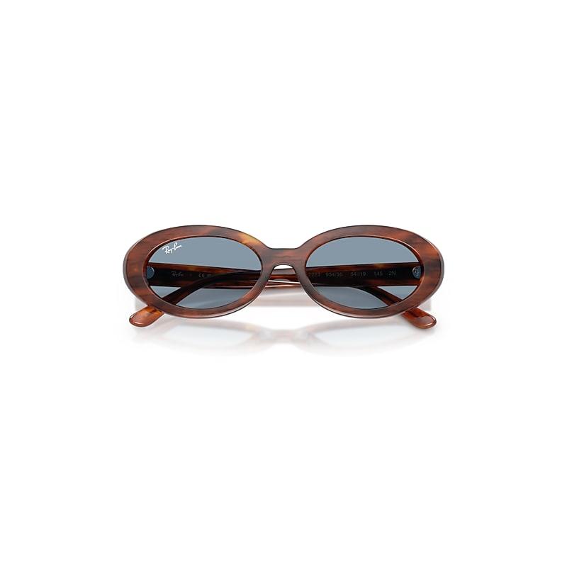 Ray-Ban Rb2223 Sunglasses Striped Havana Frame Blue Lenses by RAY-BAN