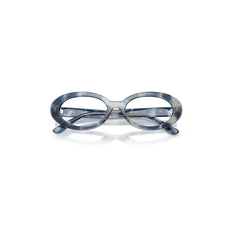 Ray-Ban Rb2223v Optics Eyeglasses Opal Blue Havana Frame Clear Lenses Polarized by RAY-BAN