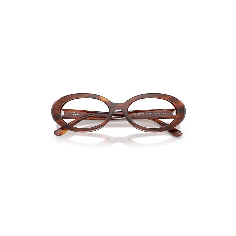 Ray-Ban Rb2223v Optics Eyeglasses Striped Havana Frame Clear Lenses Polarized by RAY-BAN