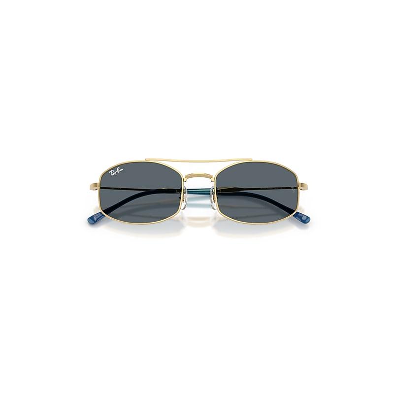 Ray-Ban Rb3719 Sunglasses Arista Gold Frame Blue Lenses by RAY-BAN