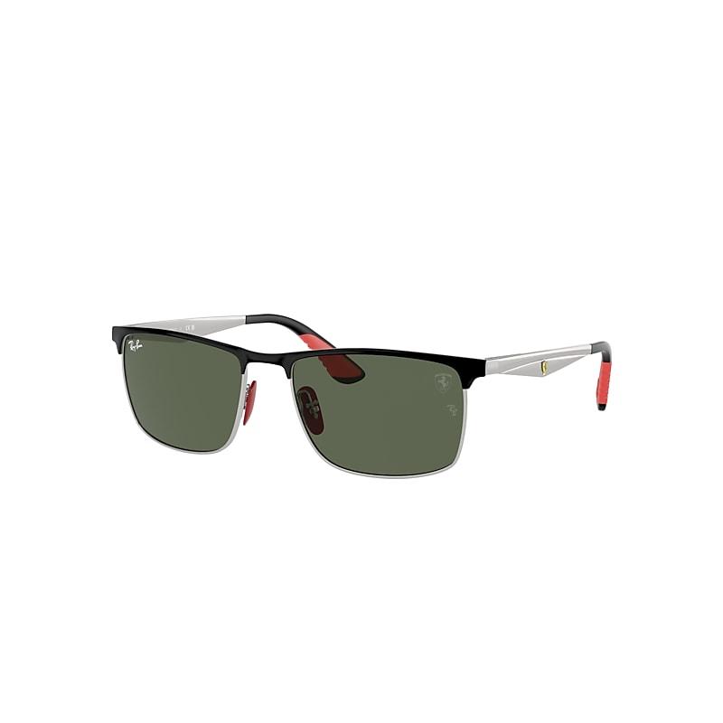 Ray-Ban Rb3726m Scuderia Ferrari Collection Sunglasses Silver Frame Green Lenses by RAY-BAN