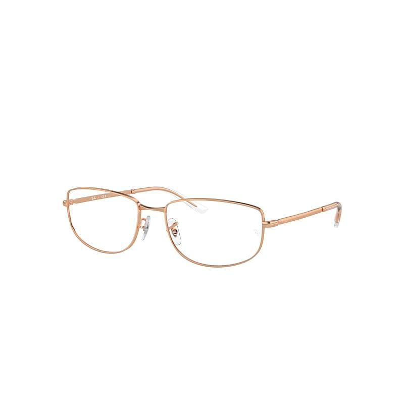 Ray-Ban Rb3732v Optics Eyeglasses Rose Gold Frame Clear Lenses Polarized by RAY-BAN