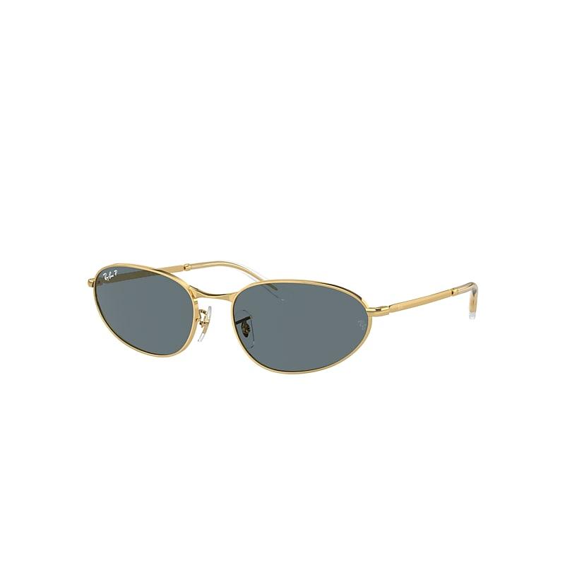 Ray-Ban Rb3734 Sunglasses Arista Gold Frame Blue Lenses Polarized by RAY-BAN