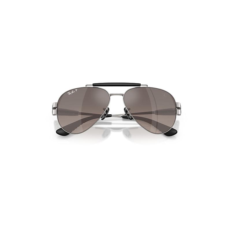 Ray-Ban Rb3762m Scuderia Ferrari Collection Polarized+ Lenses Sunglasses Matte Gunmetal Frame Grey Lenses Polarized by RAY-BAN