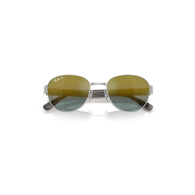 Ray-Ban Rb3766 Polarized+ Lenses Sunglasses Striped Grey Frame Gold Lenses Polarized by RAY-BAN