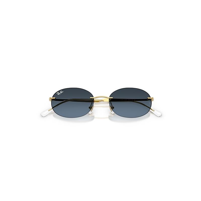 Ray-Ban Rb3767 Sunglasses Arista Gold Frame Blue Lenses by RAY-BAN