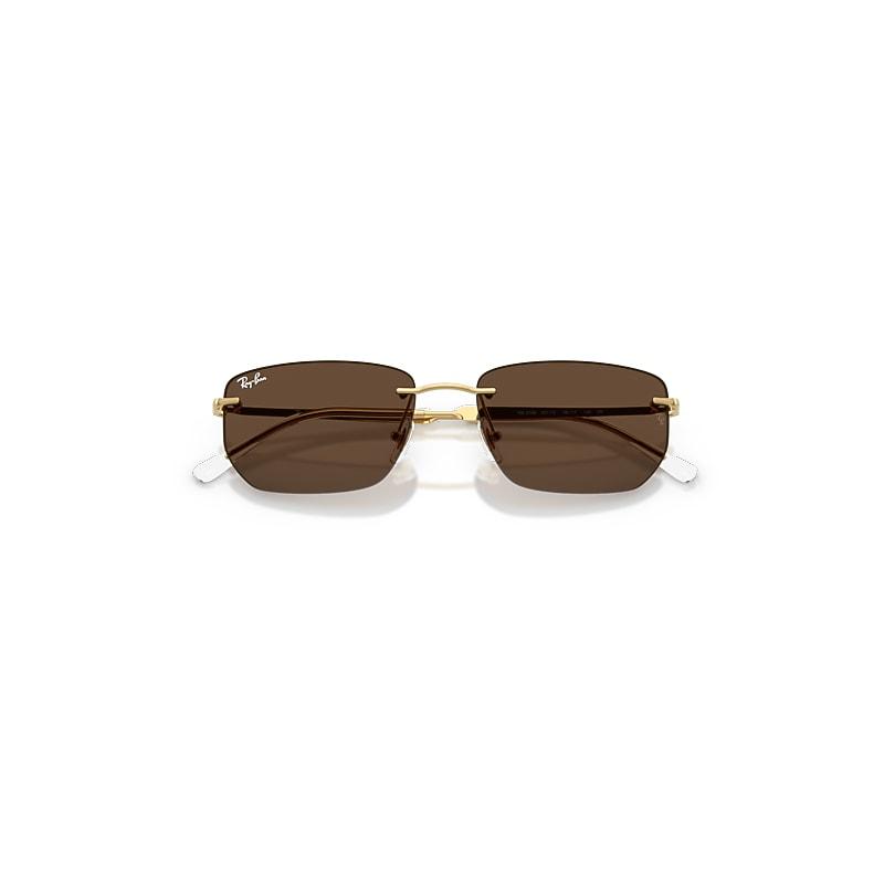 Ray-Ban Rb3768 Sunglasses Arista Gold Frame Brown Lenses by RAY-BAN
