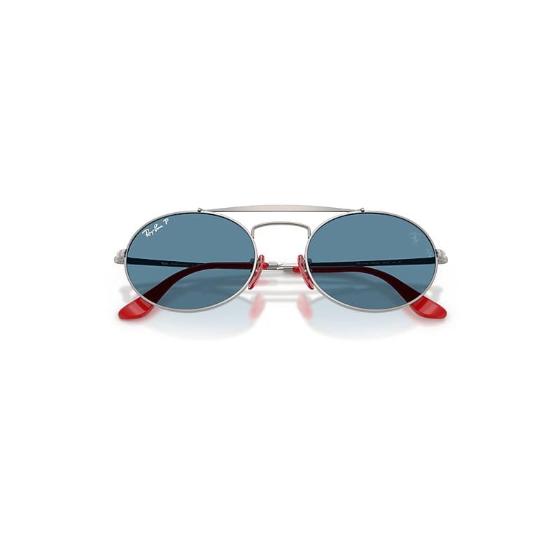 Ray-Ban Rb3775m Scuderia Ferrari Collection Polarized+ Lenses Sunglasses Gunmetal Frame Blue Lenses Polarized by RAY-BAN
