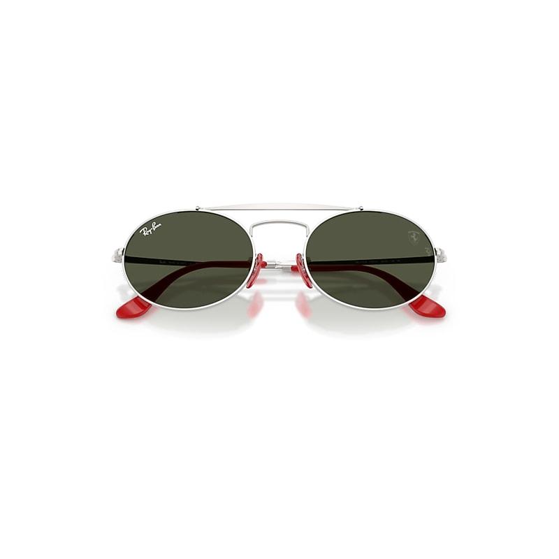 Ray-Ban Rb3775m Scuderia Ferrari Collection Sunglasses Silver Frame Green Lenses by RAY-BAN