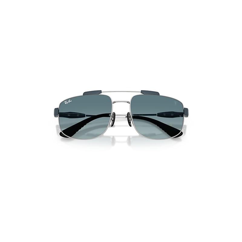 Ray-Ban Rb3789m Scuderia Ferrari Collection Sunglasses Silver Frame Blue Lenses by RAY-BAN