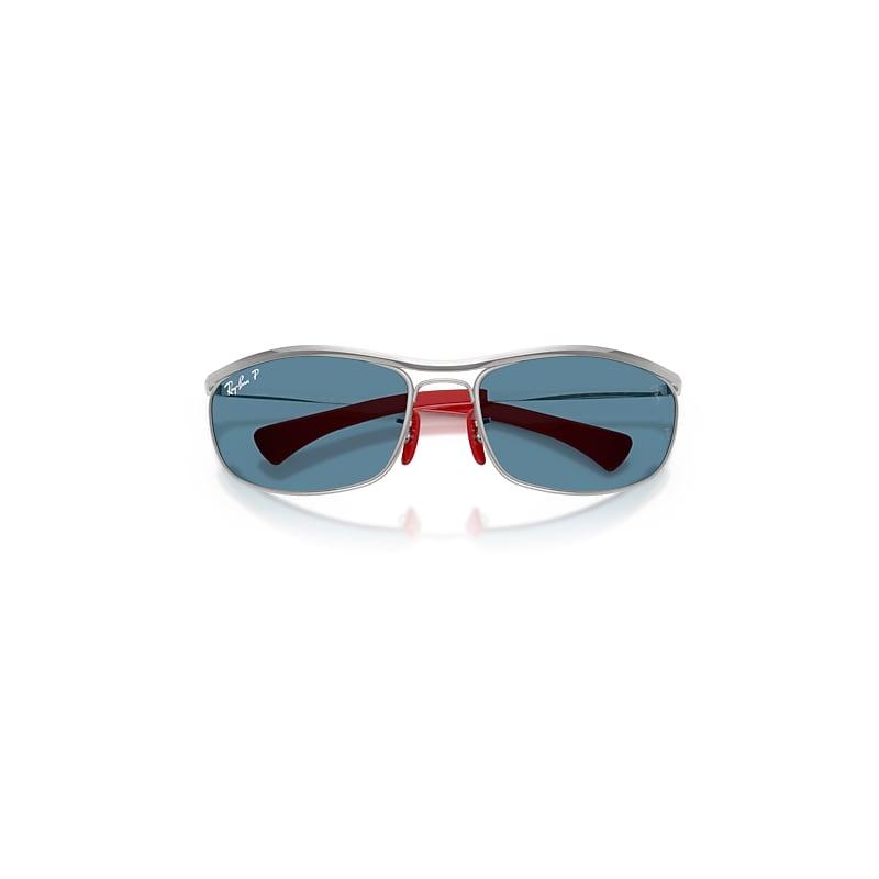 Ray-Ban Rb3819m Scuderia Ferrari Collection Polarized+ Lenses Sunglasses Silver Frame Blue Lenses Polarized by RAY-BAN