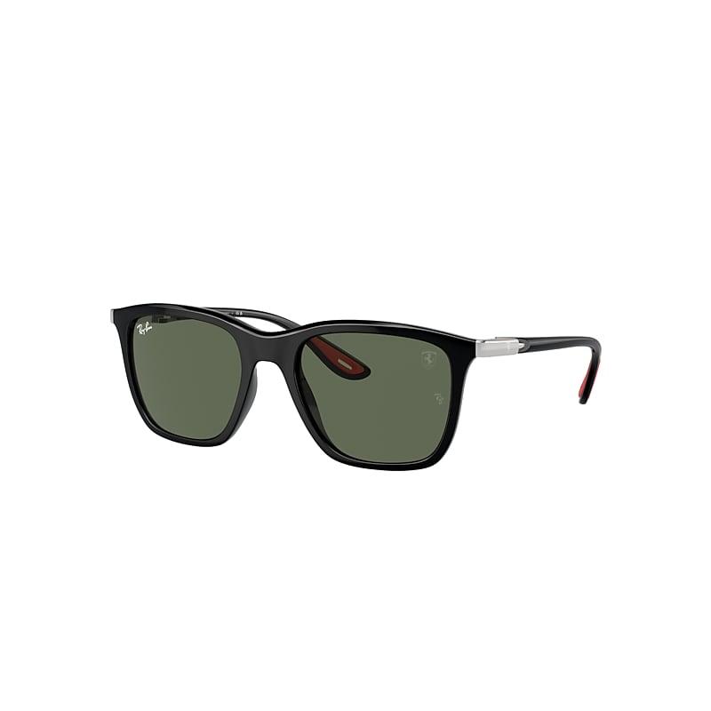 Ray-Ban Rb4433m Scuderia Ferrari Collection Sunglasses Black Frame Green Lenses by RAY-BAN