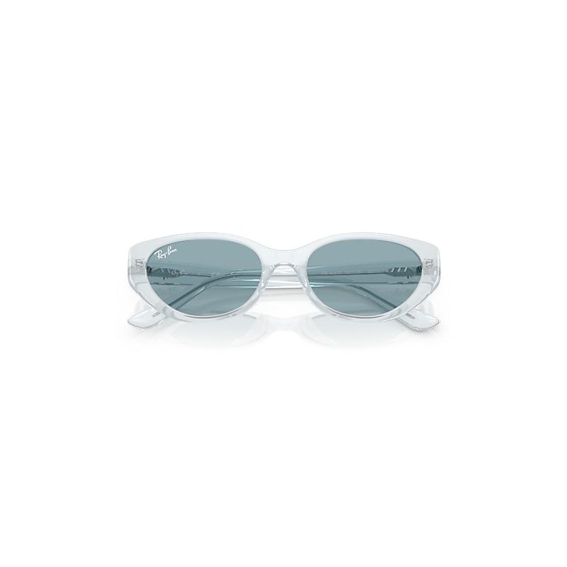 Ray-Ban Rb4457d Bio-based Sunglasses Transparent Ice Frame Blue Lenses by RAY-BAN