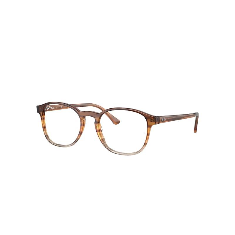 Ray-Ban Rb5417 Optics Eyeglasses Striped Brown & Yellow Frame Clear Lenses Polarized by RAY-BAN