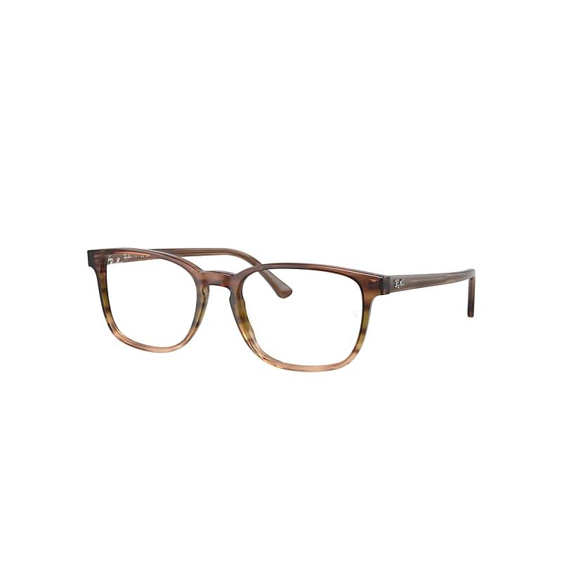 Ray-Ban Rb5418 Optics Eyeglasses Striped Brown & Green Frame Clear Lenses Polarized by RAY-BAN