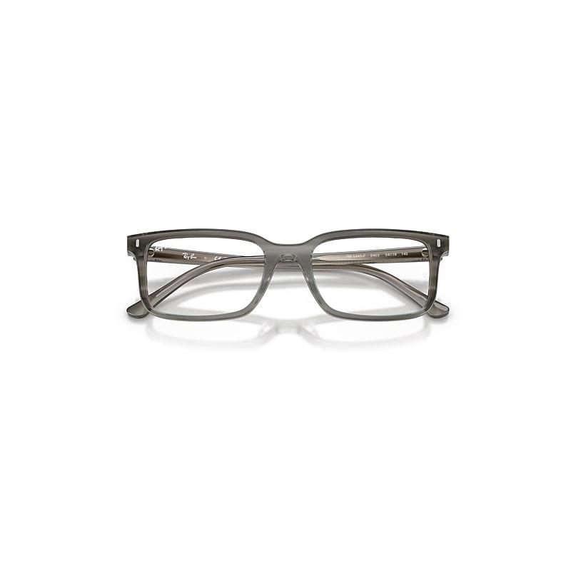 Ray-Ban Rb5445 Optics Eyeglasses Striped Grey Frame Clear Lenses Polarized by RAY-BAN