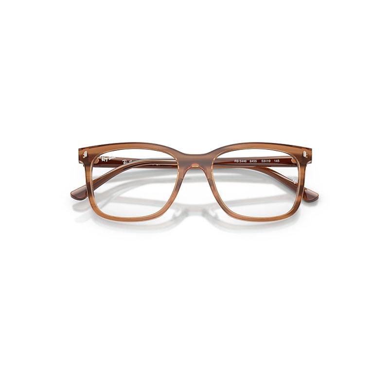 Ray-Ban Rb5446 Eyeglasses Striped Brown Frame Clear Lenses Polarized by RAY-BAN