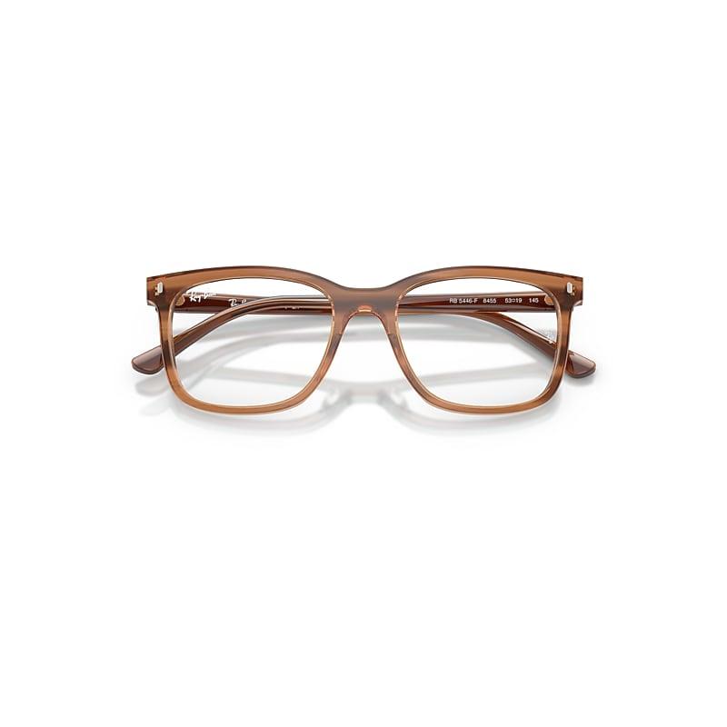 Ray-Ban Rb5446 Optics Eyeglasses Striped Brown Frame Clear Lenses Polarized by RAY-BAN