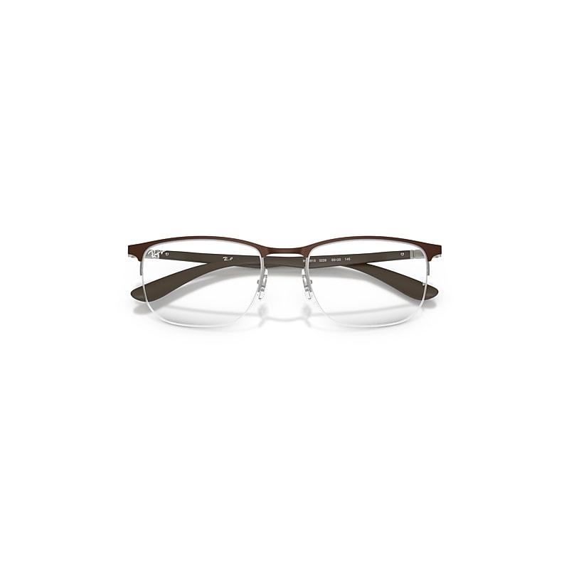 Ray-Ban Rb6513 Optics Eyeglasses Sand Brown Frame Clear Lenses Polarized by RAY-BAN