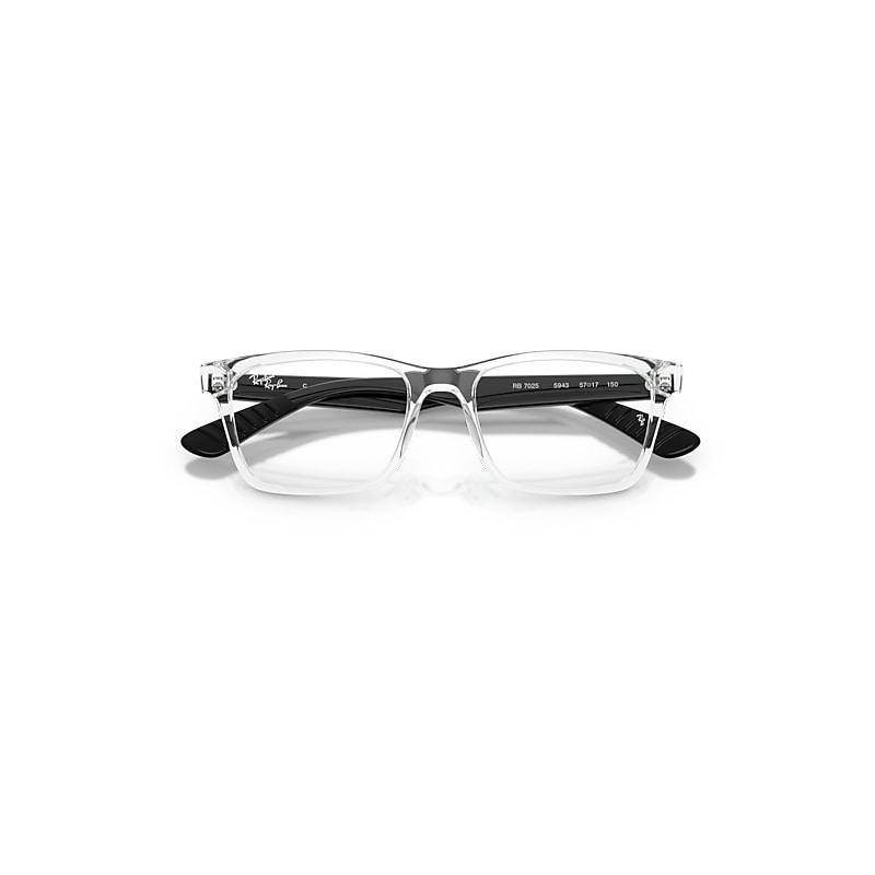 Ray-Ban Rb7025 Optics Eyeglasses Black Frame Clear Lenses Polarized by RAY-BAN