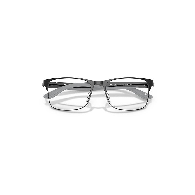 Ray-Ban Rb7550 Optics Eyeglasses Black Frame Clear Lenses Polarized by RAY-BAN