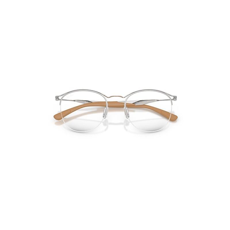 Ray-Ban Rb7553 Optics Eyeglasses Silver Frame Clear Lenses Polarized by RAY-BAN