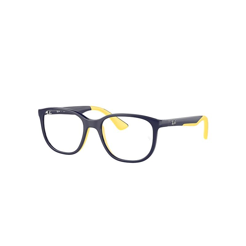 Ray-Ban Rb9078v Optics Kids Bio-based Eyeglasses Dark Blue On Yellow Frame Clear Lenses Polarized by RAY-BAN