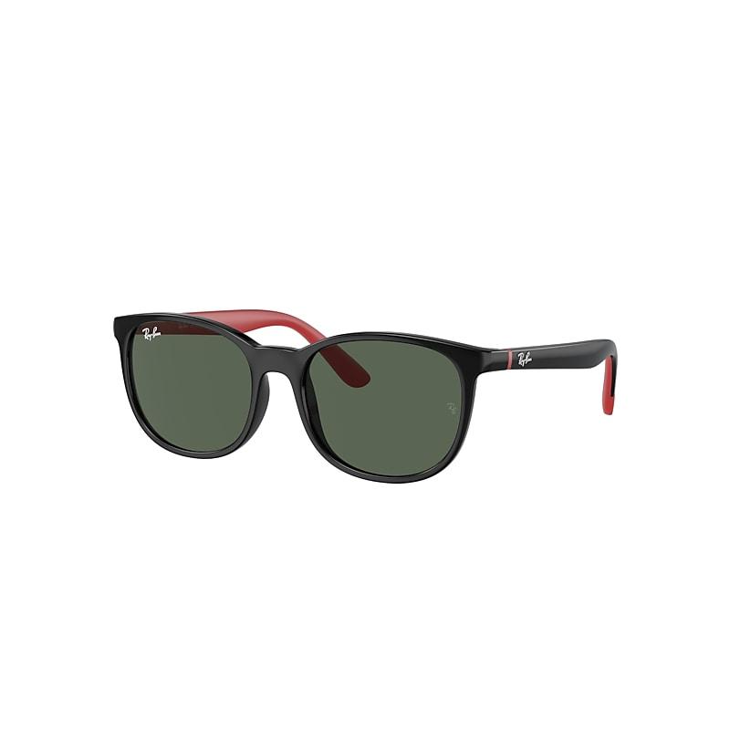 Ray-Ban Rb9079s Kids Bio-based Sunglasses Black On Red Frame Green Lenses by RAY-BAN