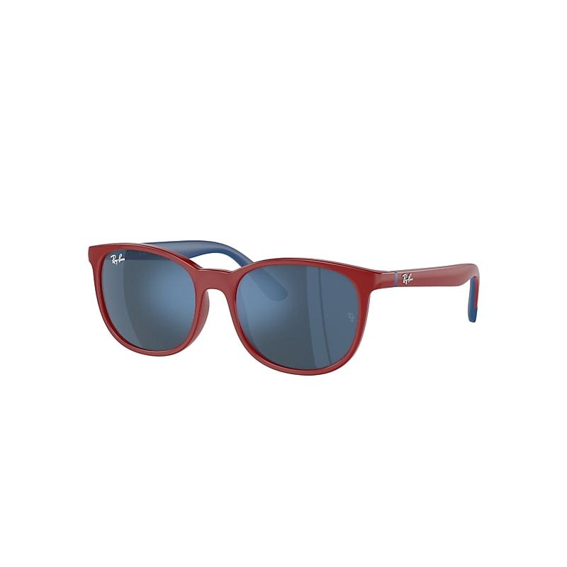 Ray-Ban Rb9079s Kids Bio-based Sunglasses Red On Blue Frame Blue Lenses by RAY-BAN