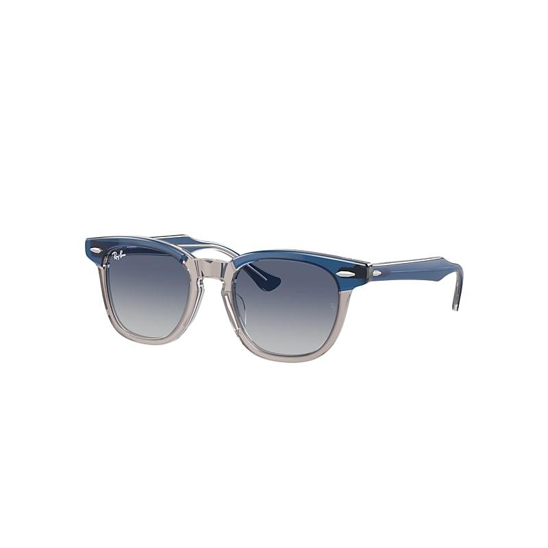 Ray-Ban Rb9098s Kids Sunglasses Top Dark Blue & Brown & Light Grey Frame Grey Lenses by RAY-BAN