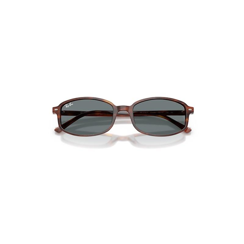 Ray-Ban Sam Sunglasses Striped Havana Frame Blue Lenses by RAY-BAN