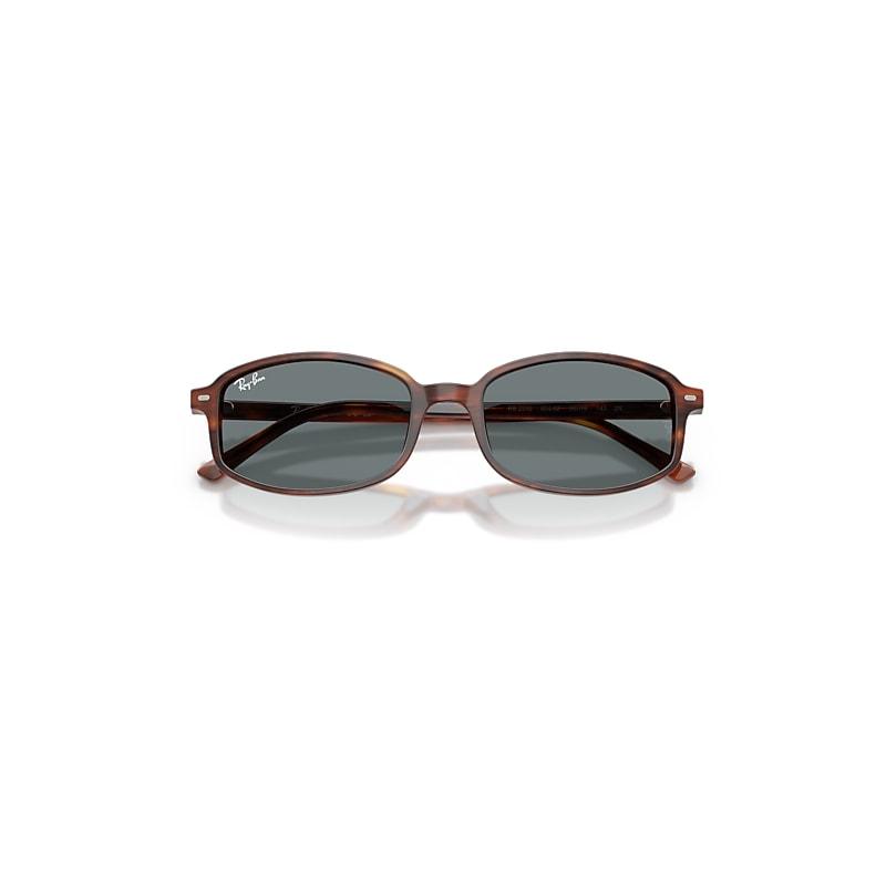 Ray-Ban Sam Sunglasses Striped Havana Frame Blue Lenses by RAY-BAN