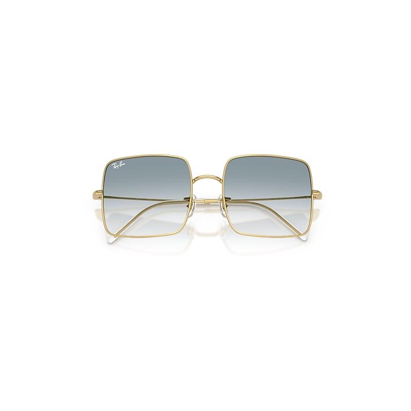 Ray-Ban Square 1971 Reverse Sunglasses Arista Gold Frame Blue Lenses by RAY-BAN