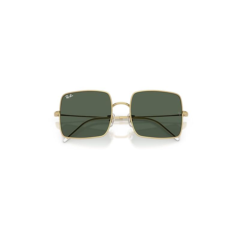 Ray-Ban Square 1971 Reverse Sunglasses Arista Gold Frame Green Lenses by RAY-BAN Ray-Ban Square 1971 Reverse Sunglasses Arista Gold Frame Green Lenses by RAY-BAN