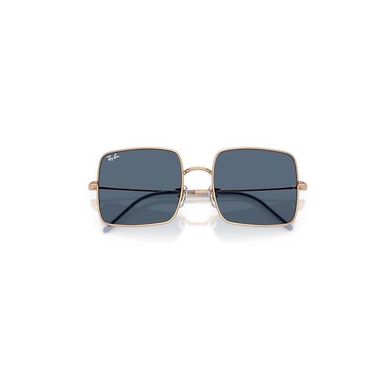 Ray-Ban Square 1971 Reverse Sunglasses Rose Gold Frame Blue Lenses by RAY-BAN