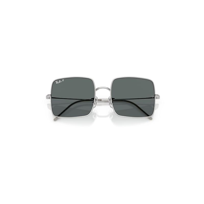 Ray-Ban Square 1971 Reverse Sunglasses Silver Frame Grey Lenses Polarized by RAY-BAN