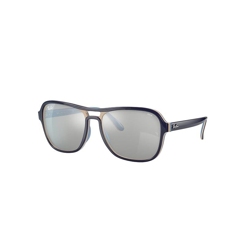 Ray-Ban State Side Mirror Evolve Sunglasses Blue Frame Grey Lenses by RAY-BAN