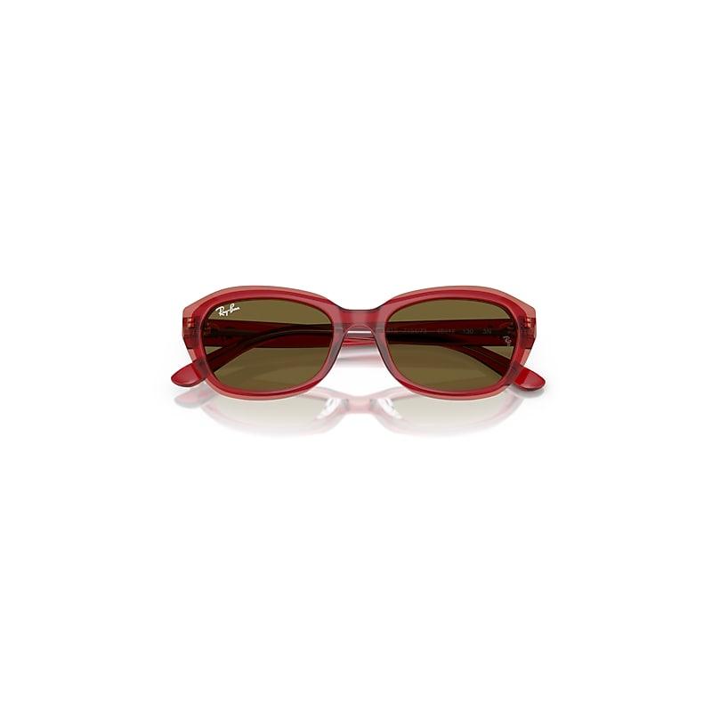 Ray-Ban State Street Kids Sunglasses Top Red & Orange & Light Purple Frame Brown Lenses by RAY-BAN