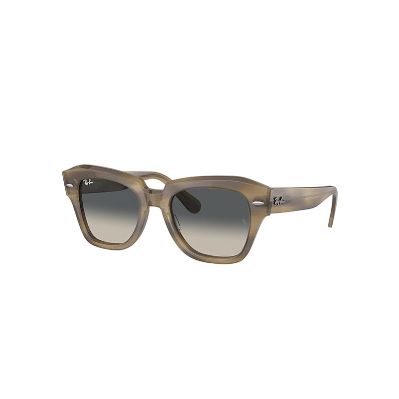 Ray-Ban State Street Sunglasses Striped Green Frame Grey Lenses by RAY-BAN