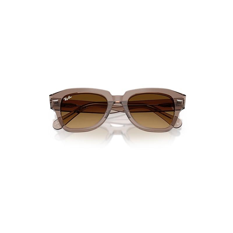 Ray-Ban State Street Sunglasses Transparent Light Brown Frame Brown Lenses by RAY-BAN