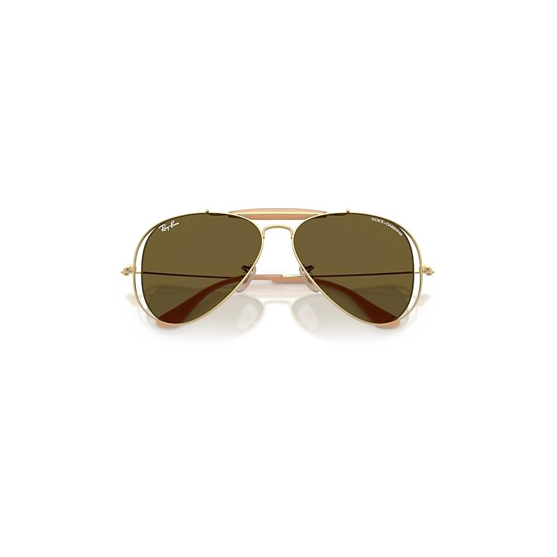 Ray-Ban The Outdoorsman By Dolce&gabbana Sunglasses Arista Gold Frame Brown Lenses by RAY-BAN