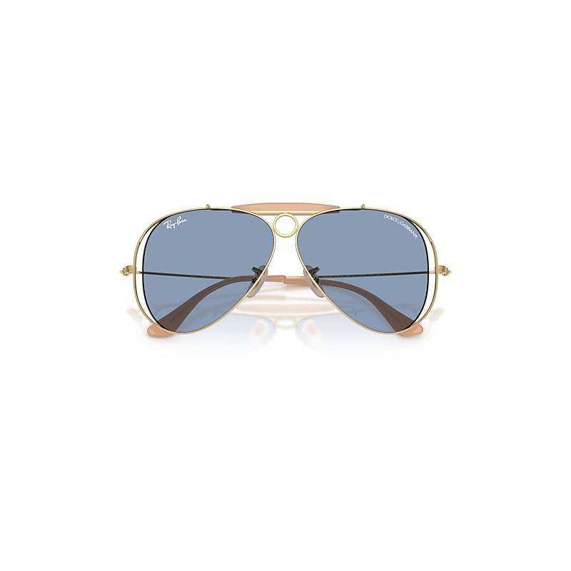 Ray-Ban The Shooter By Dolce&gabbana Sunglasses Arista Gold Frame Blue Lenses by RAY-BAN