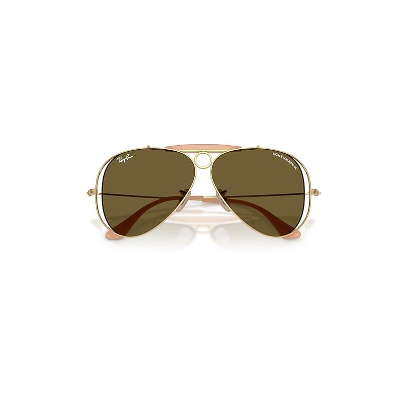 Ray-Ban The Shooter By Dolce&gabbana Sunglasses Arista Gold Frame Brown Lenses by RAY-BAN