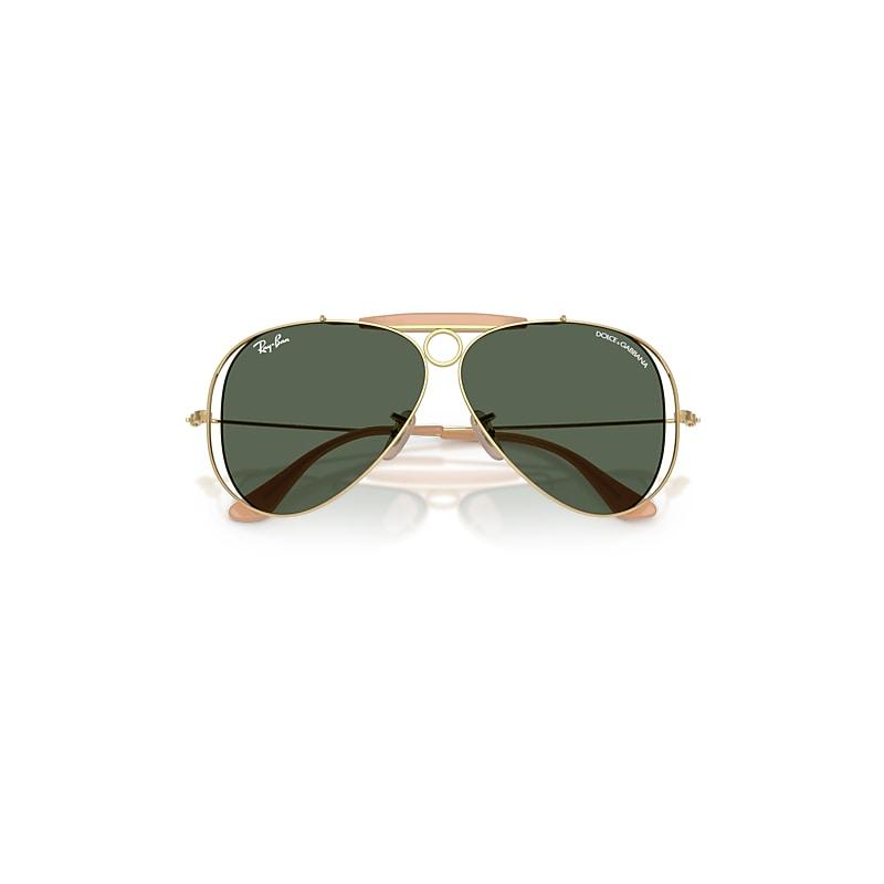 Ray-Ban The Shooter By Dolce&gabbana Sunglasses Arista Gold Frame Green Lenses by RAY-BAN
